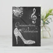 Glamour Quinceñera Diskothek Ball und Sparkone Hee Einladung (Stehend Vorderseite)