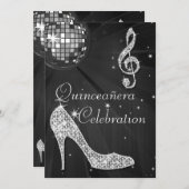 Glamour Quinceñera Diskothek Ball und Sparkone Hee Einladung (Vorne/Hinten)