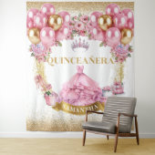 Glamour Quinceñera Wall Decke rosa Gold Thema Wandteppich (Beispiel)