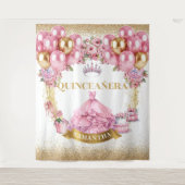 Glamour Quinceñera Wall Decke rosa Gold Thema Wandteppich (Vorderseite)
