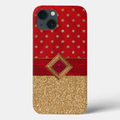 Glamour Red and Gold Glittery Case-Mate iPhone Hülle (Rückseite)