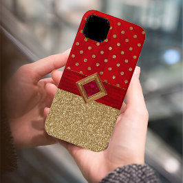 Glamour Red and Gold Glittery Case-Mate iPhone Hülle