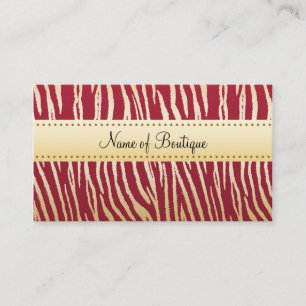 Glamour Red and Gold Tiger Stripes Boutique Visitenkarte