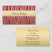 Glamour Red and Gold Tiger Stripes Boutique Visitenkarte (Vorne/Hinten)