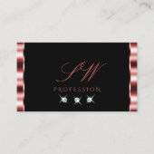 Glamour Red Black Sparkling Diamonds Initials Visitenkarte (Vorderseite)