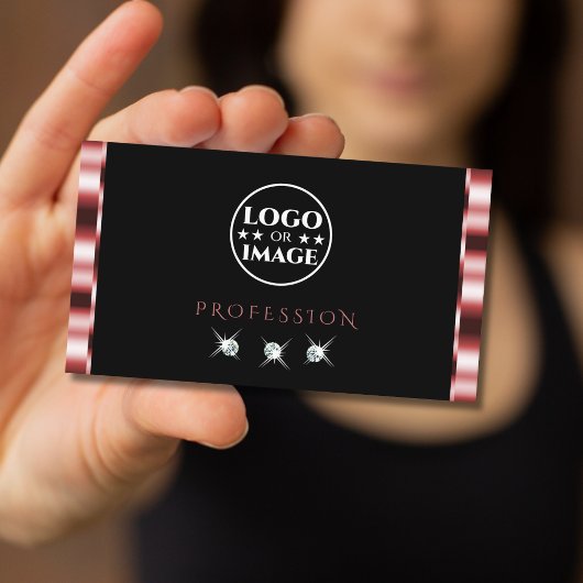 Glamour Red Black Sparkling Diamonds mit Logo Visitenkarte