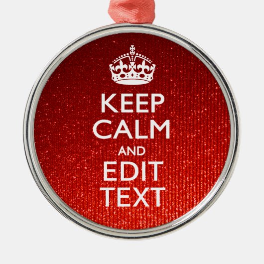 Glamour Red Festive Personalisiert Behaltend Ruhe Silbernes Ornament (Vorne)