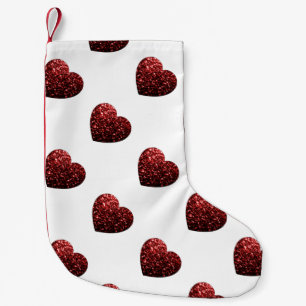 Glamour Red Glitter funkelt Herz Muster Kleiner Weihnachtsstrumpf