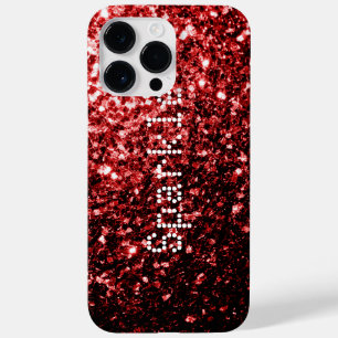 Glamour Red Glitter funkelt Personalisieren Case-Mate iPhone 14 Pro Max Hülle