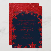 Glamour Red Glitzer Snowflake Gradient Weihnachten (Vorne/Hinten)