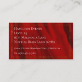 Glamour Red Silk und Gold Rings Wedding Planner Visitenkarte (Rückseite)