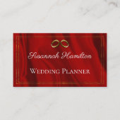 Glamour Red Silk und Gold Rings Wedding Planner Visitenkarte (Vorderseite)