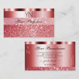 Glamour Red Sparkling Glitzer Monogram Shimmery Visitenkarte