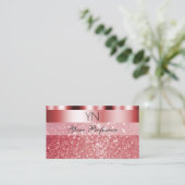 Glamour Red Sparkling Glitzer Monogram Shimmery Visitenkarte (Stehend Vorderseite)