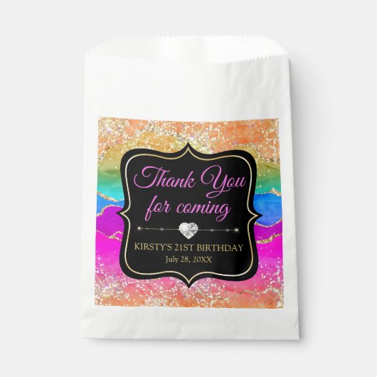 Glamour Regenbogen Alkohol Tinte Agate Geburtstag Geschenktütchen (Vorderseite)