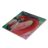 Glamour Retro Pink Flamingo Kunst, Dichtung und Mu Fliese (Seite)