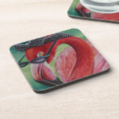 Glamour Retro Pink Flamingo Kunst, Dichtung und Mu Getränkeuntersetzer (Linke Seite)