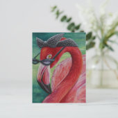 Glamour Retro Pink Flamingo Kunst, Dichtung und Mu Postkarte (Stehend Vorderseite)