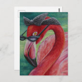 Glamour Retro Pink Flamingo Kunst, Dichtung und Mu Postkarte (Vorne/Hinten)