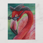 Glamour Retro Pink Flamingo Kunst, Dichtung und Mu Postkarte (Vorderseite)