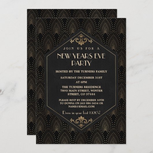 Glamour Roaring 20er Jahre Great Gatsby New Year P Einladung (Vorne/Hinten)