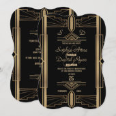 Glamour Roaring 20's Great Gatsby Wedding Einladun Einladung (Vorne/Hinten)