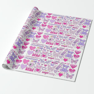 Glamour rosa Aufkleber in trendigem emo goth 2000e Geschenkpapier