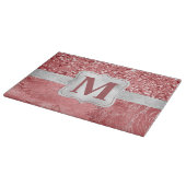 Glamour rosa Fohlen und Glitzer Monogram Schneidebrett (Ecke)