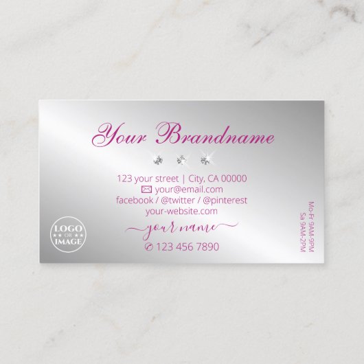 Glamour rosa glänzende Diamanten mit Logo Visitenkarte (Rückseite)