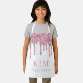 Glamour rosa Glitzer Monogram Initials auf White Schürze (Insitu)