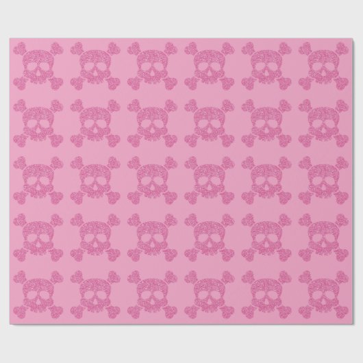 Glamour rosa Glitzer Skull und Crossbones Geschenkpapier (Flach)