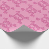 Glamour rosa Glitzer Skull und Crossbones Geschenkpapier (Ecke)