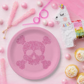Glamour rosa Glitzer Skull und Crossbones Pappteller (Party)