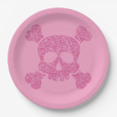 Glamour rosa Glitzer Skull und Crossbones Pappteller (Vorderseite)