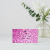 Glamour rosa Glitzer Sparkling Stars Initials Visitenkarte (Stehend Vorderseite)