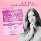 Glamour rosa Glitzer Sparkling Stars Monogram Visitenkarte
