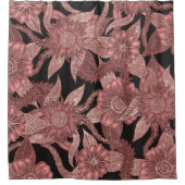 Glamour Rose Gold Black Glitzer Blume Duschvorhang (Vorderseite)