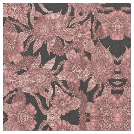 Glamour Rose Gold Black Glitzer Blume Stoff (Nahaufnahme)