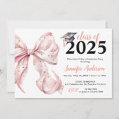 Glamour Rose Gold Bow Graduation Party Einladung (Vorderseite)