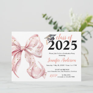 Glamour Rose Gold Bow Graduation Party Einladung