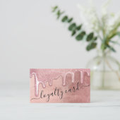 Glamour Rose Gold Dick Glitzer Tropfen Loyalität Treuekarte (Stehend Vorderseite)