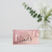 Glamour Rose Gold Dick Glitzer Tropfen Nails Visitenkarte (Stehend Vorderseite)