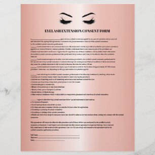 Glamour Rose Gold EYELASH EXTENSION CONSENT FORMUL Flyer