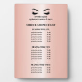 Glamour Rose Gold EYELASH SALON SERVICE LIST Fotoplatte (Vorderseite)