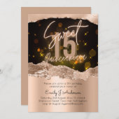 Glamour Rose Gold Foil Glitzer Quinceanera 15. Einladung (Vorne/Hinten)