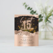 Glamour Rose Gold Foil Glitzer Quinceanera 15. Postkarte (Stehend Vorderseite)