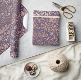 Glamour Rose Gold Found Lavendel Damask Geschenkpapier