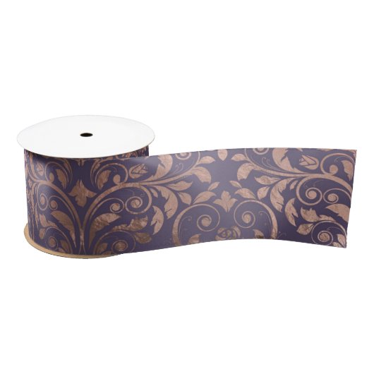 Glamour Rose Gold Found Lavendel Damask Satinband (Spule)