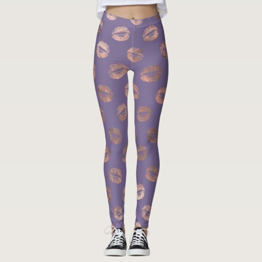Glamour Rose Gold Found Lavendel Lips Leggings (Vorderseite)