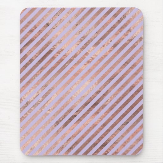 Glamour Rose Gold Found Lavendel Streifen Mousepad (Vorne)